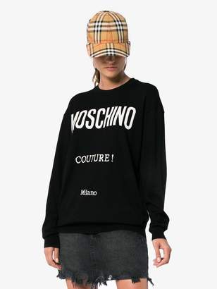 Moschino logo-knit crew-neck sweater