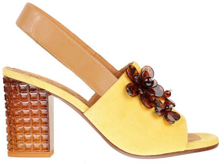 floral block heels closed toe