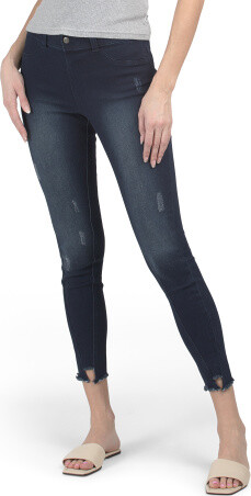 Hi Low Hem Ultra Soft Denim Leggings for Women | Polyester/Spandex/Rayon