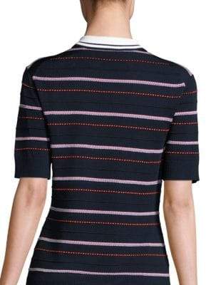 St. John Sport Collection Striped Dot Polo Shirt