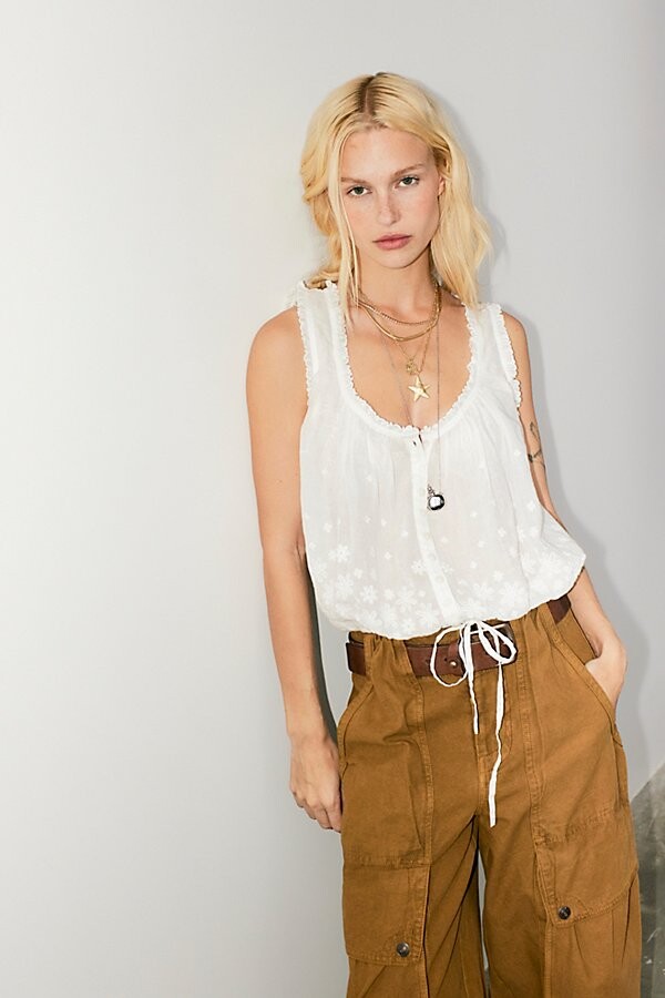 Free People Cherry Scallop Top
