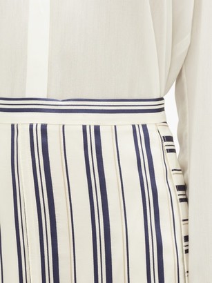 Altuzarra Scrimshaw Striped Side-slit Satin Midi Skirt - White Stripe