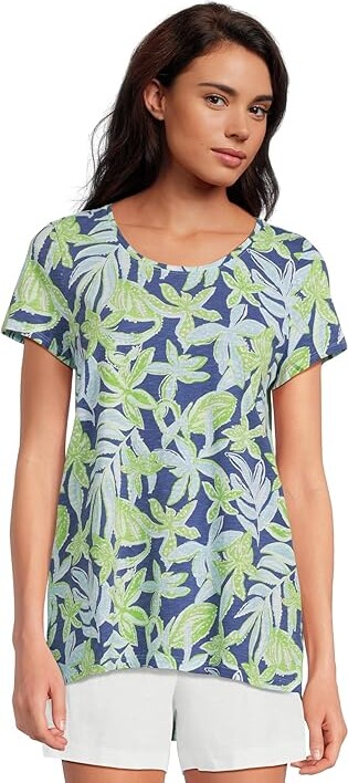 Lilly Pulitzer Etta Scoop Neck Women's Clothing Sapphire Pool Tropical Tango : 2XL, Cotton
