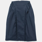 Navy Blue Cotton Twill Skirt S 