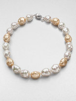 Thumbnail for your product : Majorica 14MM and 16MM White and Champagne Baroque Pearl Strand Necklace/18"