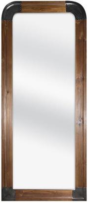 MCS 30 in. W x 70 in. H Arch Top Framed Leaner Mirror in Wood Tone and Pewter