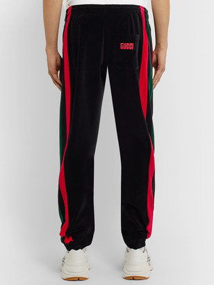 Gucci Tapered Striped Cotton-Blend Velour Sweatpants