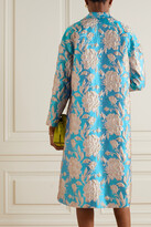 Thumbnail for your product : Huishan Zhang Helen Double-breasted Floral-brocade Coat - Light blue