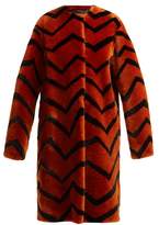 Thumbnail for your product : Givenchy Zigzag Shearling Coat - Womens - Orange Multi