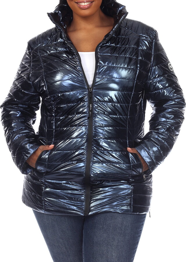 White Mark Fashion White Mark Women’s Plus Size Metallic Puffer Coat