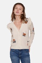 Thumbnail for your product : Minnie Rose Women's Embroidered Flower Ruffle Cardigan Vanilla