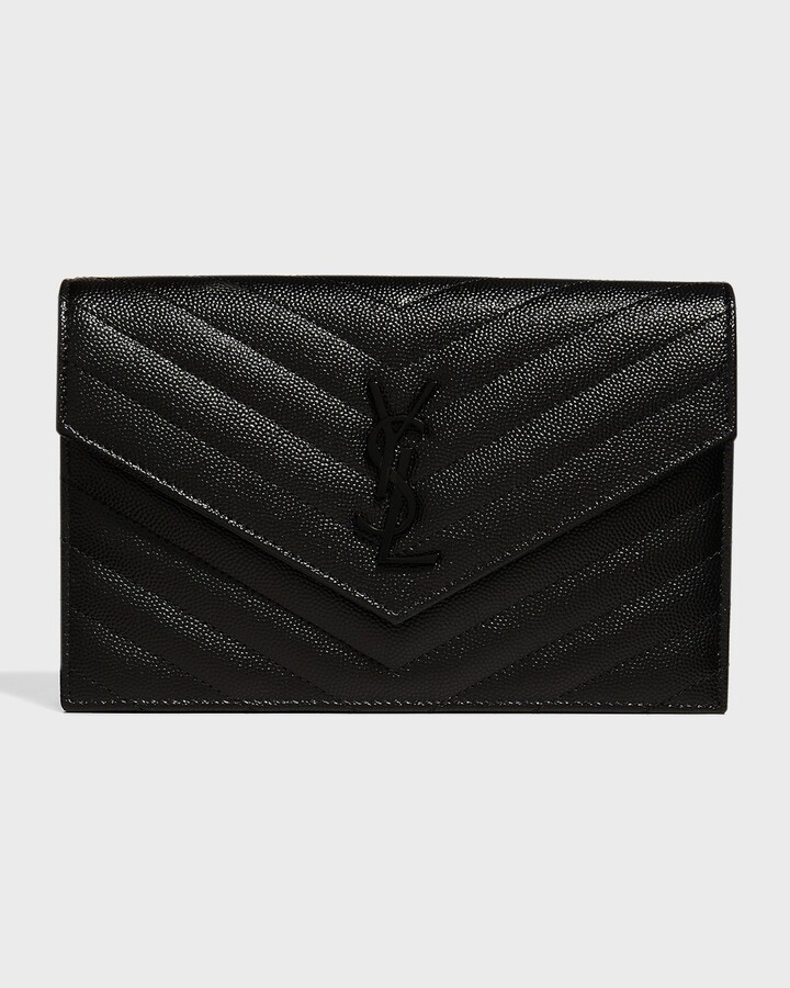 Saint Laurent Cassandre Matelassé Leather Envelope Wallet on a Chain -  ShopStyle