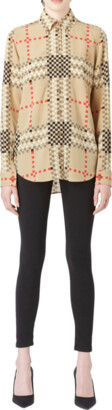Burberry Paola Button-Front Check Blouse