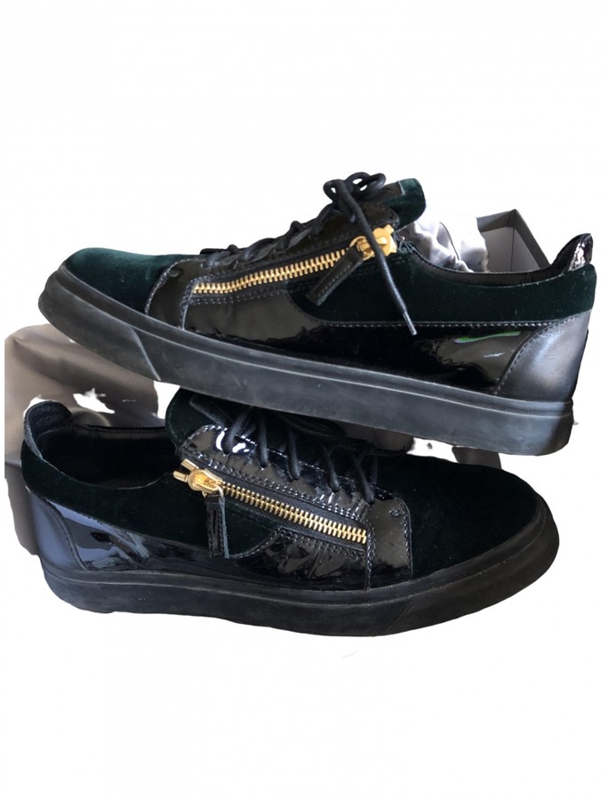 black patent leather trainers