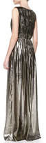 Thumbnail for your product : Alice + Olivia Issa Pleated V-Neck Metallic Gown