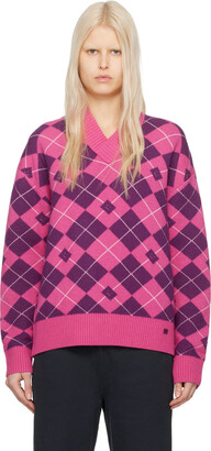 Women's Pink Argyle Sweater