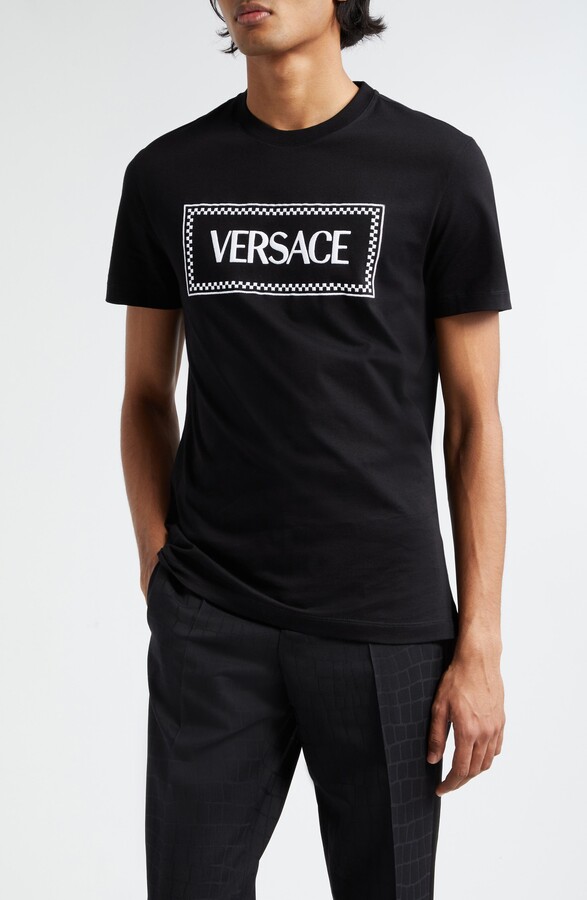 Versace Embroidered Logo Cotton Jersey T-Shirt