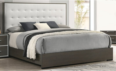Latitude Run 1Pc Contemporary Upholstered Panel Bed Button Tufted Headboard Wooden Bedroom Furniture