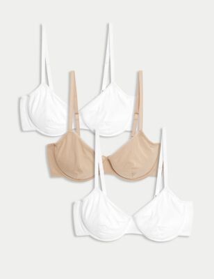 M&S Collection 3pk Cotton Wired Full Cup Bras - ShopStyle