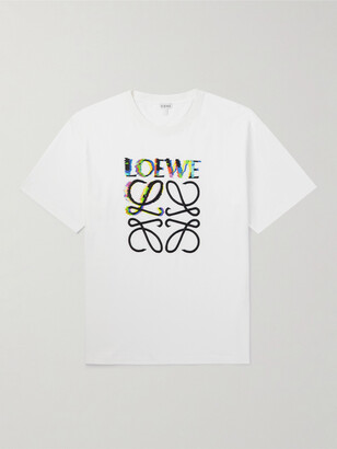 Loewe Logo Glitch-Print Cotton-Jersey T-Shirt - ShopStyle