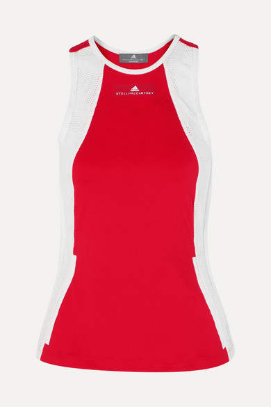 adidas by Stella McCartney Mesh-paneled Stretch Tank - Red adidas by Stella McCartney Mesh-paneled Stretch Tank - Red
