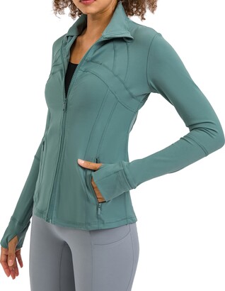 LUYAA Women's Athletic Full Zip Jacket with Thumb Holes for Casual Running Sports Yoga Workout 