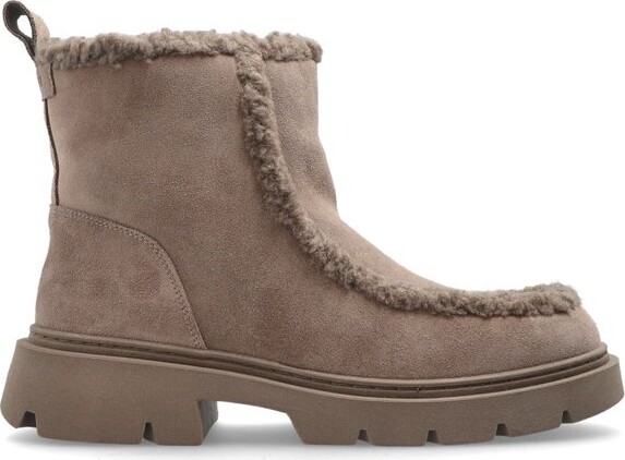 INUIKII Shearling-Lined Biker Boots