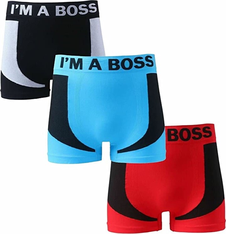 ZAFS Mens Boxers I 'M A Boss Seamless Multipack Lightweight Comfortable