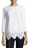 Thumbnail for your product : Elizabeth and James Florence 3/4-Sleeve Lace-Trim Crepe Top, Ivory