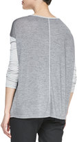 Thumbnail for your product : Vince Long-Sleeve Tee with Silk Piping, Dark/Heather Gray
