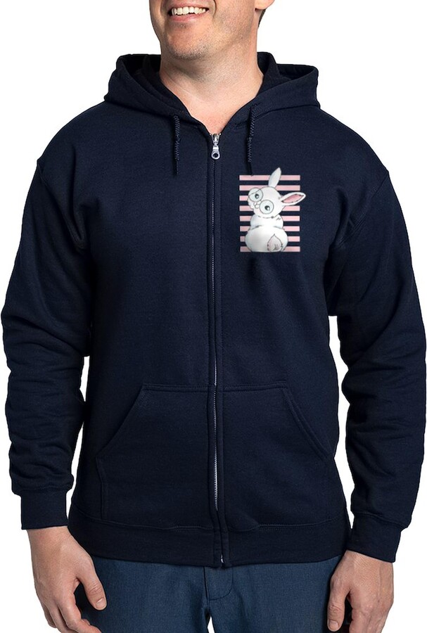 CafePress Cute Easter Bunny Rabbit Butt Easter Eg Sweatshirt Men's Dark Zip-Up Hoodie Sweatshirt Navy