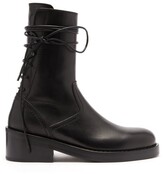 Thumbnail for your product : Ann Demeulemeester Wraparound-lace Leather Boots - Black