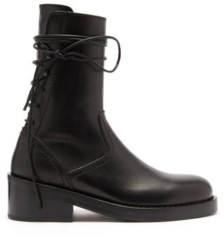 Ann Demeulemeester Wraparound-lace Leather Boots - Black