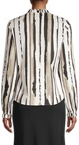 Thumbnail for your product : Donna Karan Paint Stripe Ruffle-Trim Shirt