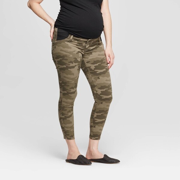 Target Maternity Camo Print Under Belly Skinny Cropped Jeans