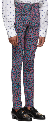 Gucci Pink and Blue Leopard Skinny Jeans