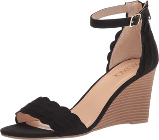 xoxo black wedge sandals