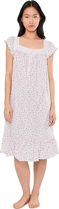 Eileen West Cotton Lawn Cap Sleeve Waltz Nightgown Women's Jumpsuit & Rompers One Piece White Grounds Ditsy : XL