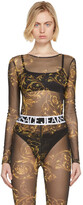 Thumbnail for your product : Versace Jeans Couture Black Mesh Regalia Baroque Bodysuit