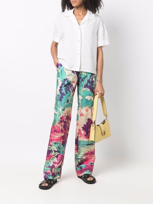 RED Valentino Forest-Print Silk Trousers