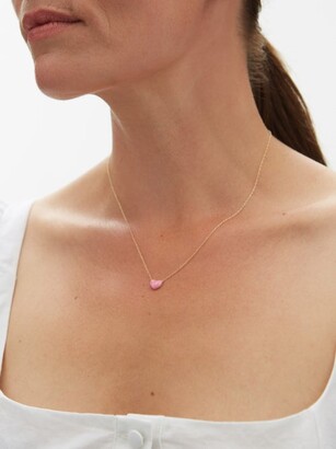 Alison Lou Heart Enamel & 14kt Gold Necklace - Pink Multi