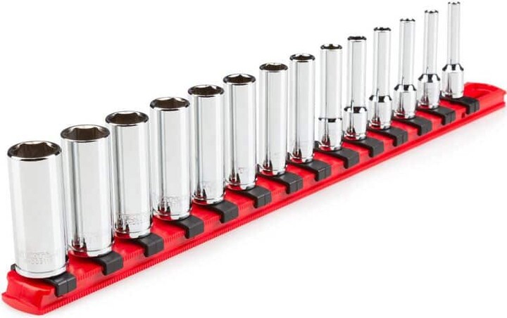 TEKTON 1/4 in. Drive Deep 6-Point Socket Set, (14-Piece) (4-15 mm)