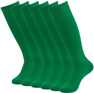 3street Unisex Athletic Over Knee Running Sport Tube Compression Socks Green 6-Pairs