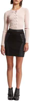Morgan Faux Leather and Knit Mini Skirt
