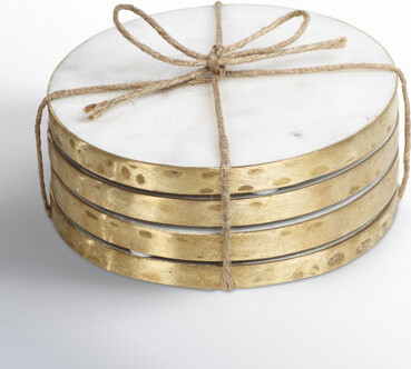 Birch Lane Gibbs 4-Inch Round Marble Coasters Set of 4