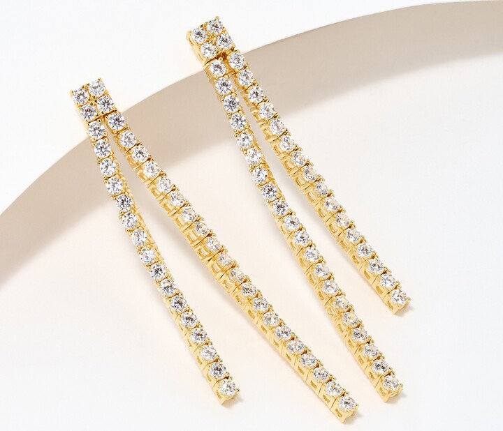 Diamonique Pave Chain Drop Stud Earrings, Sterling Silver