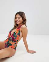 Thumbnail for your product : Missguided Halter Neck Plunge Swimsuit