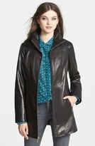 Thumbnail for your product : Ellen Tracy Zip Front Leather Walking Coat