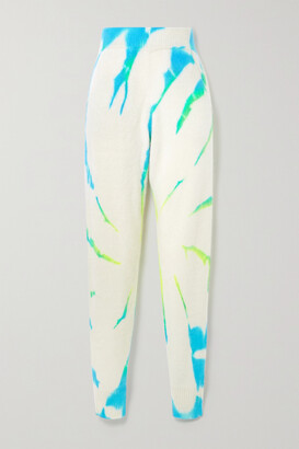 The Elder Statesman Cyclone Tie-dyed Cashmere Track Pants - Ivory