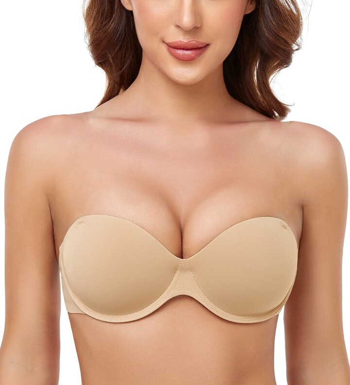 JOATEAY Women's Push Up Padded Strapless Plunge Underwire